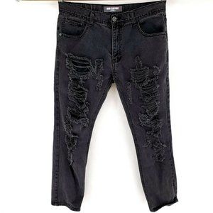 ODD CULTURE Distressed Black Jeans 36x32 Straight